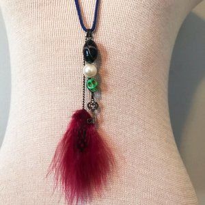 Bead & Feather Charm Necklace